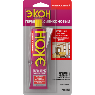 Герметик силиконовый универсальный ЭКОН 70мл на единичном блистере прозр. Момент C0043196