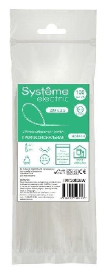 Стяжка кабельная 200х2.5 бел. (уп.100шт) SE IMT20025W
