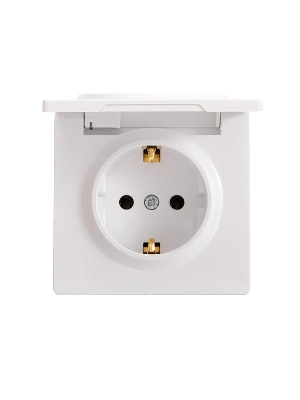 Розетка 1-м ОП LETO с заземл. с крышкой LETO ПБТ бел. LEZARD 752-0200-123B