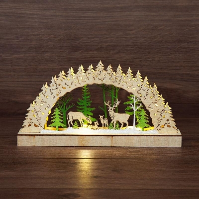 Фигура деревянная "Семейство оленей" 30х5х15.7см 1Вт IP20 с подсветкой Neon-Night 504-026