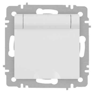 Розетка 1-м СП Accent 6-203-01М 16А IP20 250В 2P+E Schuko с крышкой бел. матов. Intro Б0063713