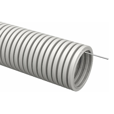 Труба гофрированная ПВХ d25мм с протяжкой сер. (уп.10м) TOKOV ELECTRIC TKE-TG/P-25-C06/10