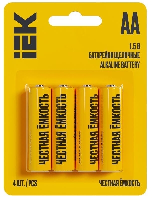 Элемент питания алкалиновый AA/LR6 Alkaline (блист.4шт) IEK ABT-LR06-OP-L04