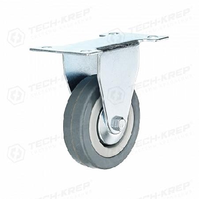 Колесо аппаратное неповоротное п/п обод резина сер. подшипник скольжения площадка d75 без тормоза Tech-Krep/Zitar 148492