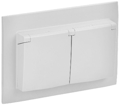 Розетка 2-м SKANDY 16А IP44 с крышкой в сборе SK-R12W арктич. бел. IEK SK-R26-16-44-K01-F