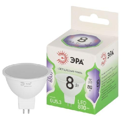 Лампа светодиодная GREEN LINE MR16-8W-865-GU5.3 GL 8Вт софит 6500К свет холод. GU5.3 Эра Б0067086