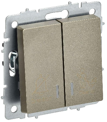 Выключатель 2-кл. BRITE 10А ВС10-2-9-БрШ для отелей с индик. механизм шампань IEK BR-V20-2-10-K37