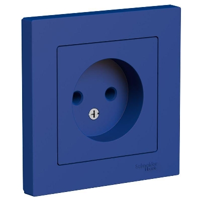 Розетка AtlasDesign 16А без заземл. в сборе аквамарин SE ATN001140