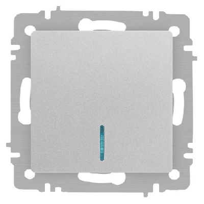 Выключатель 1-кл. СП Accent 6-102-03 10А IP20 250В с подсветкой AL/CU алюм. Intro Б0063478