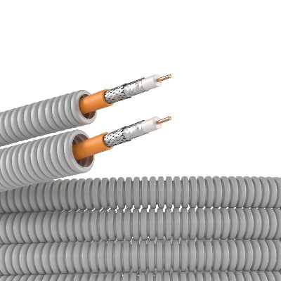 Электротруба ПВХ гибкая гофрированная d20мм с коаксиальным кабелем SAT нг(А)-HF (уп.50м) сер. DKC 9VE92050