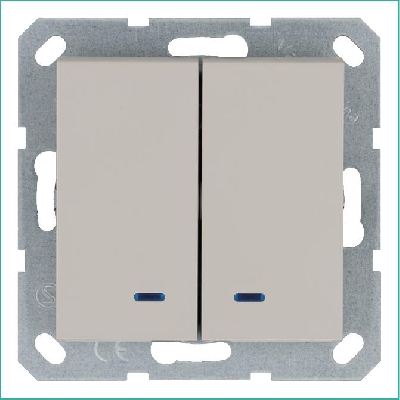 Выключатель 2-кл. 10А IP20 с подсветкой механизм тауп Jasmart G3023NT