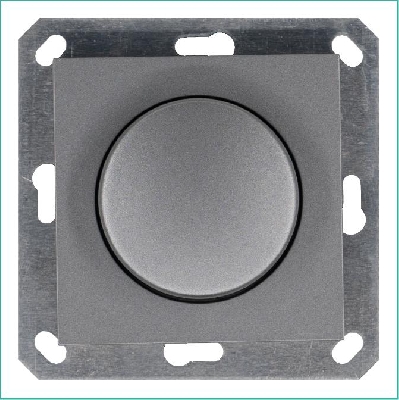 Светорегулятор поворотно-нажимной (диммер) LED 30-400Вт 1gang 2way механизм алюм. Jasmart G4012S