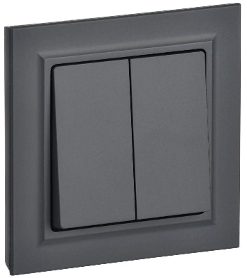 Выключатель 2-кл. СП BRITE ВСР10-2-0-БрГ 10А в сборе графит IEK BR-V20-0-10-K53-F