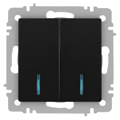 Выключатель 2-кл. СП Accent 6-105-05 10А IP20 250В с подсветкой AL/CU антрацит Intro Б0063516