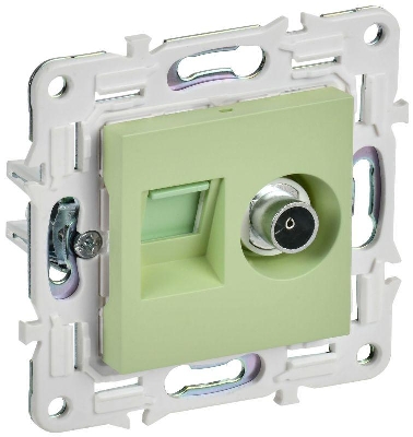 Розетка двойная TV+RJ45 кат.6E SKANDY SK-A15G мятный IEK SK-AK20-2-K06