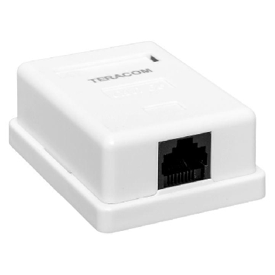 Розетка настенная TERACOM кат.5E неэкранированная 1 порт RJ-45 Dual IDC бел. EKF TRC-WBOX-1RJ45-5EUTP-WH