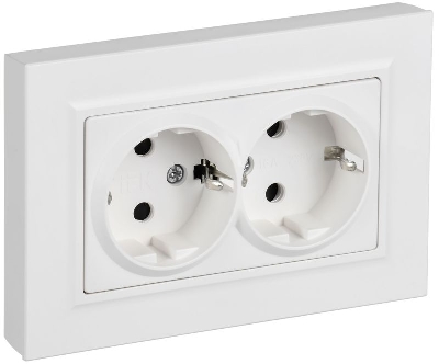 Розетка 2-м СП BRITE РСшПл12-3-БрАБ 16А в сборе с заземл. защ. шторки плоская арктич. бел. IEK BR-R28-16-K91-F