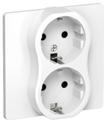 Розетка 2-м СП FLITE РС12-0-К-ФлБ 16А с заземл. без защ. шторок в сборе механизм бел. IEK FI-R21C-16-K01