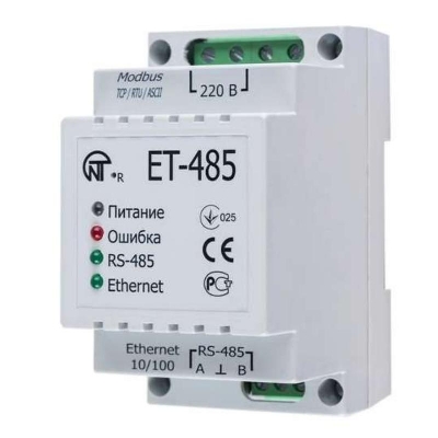 Преобразователь интерфейсов ЕТ-485 (24 V) (точка доступа к NT Cloud (Ethernet) RS-485 питание 220В или 7-24В к-во модулей - 3 НовАтек-Электро 3425680485 24