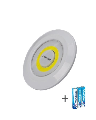 Фонарь-подсветка 3Вт COB LED 3xAAA (R03) корпус ABS-пластик самокл. поверхность в комплекте двустор. скотч КОСМОС KOC308B