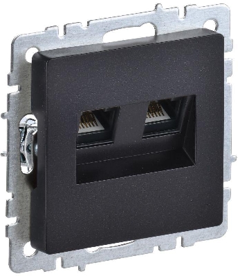 Розетка компьютерная двойн. СП RJ45 кат.6 BRITE РК11-2-БрЧ механизм черн. IEK BR-K20-2-K02