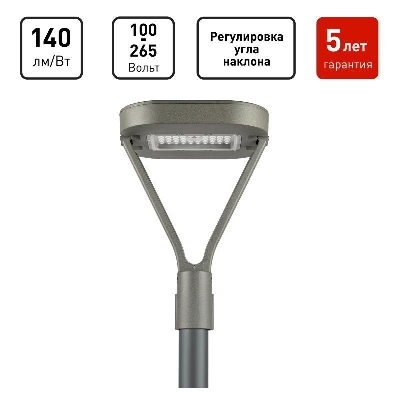 Светильник светодиодный SPP-505-0-50K-050 50Вт 5000К IP65 6000лм КСС Д садово-парковый сер. Эра Б0062718