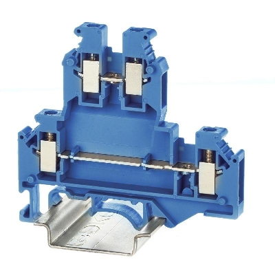 Клемма двухуровневая винтовой зажим 4 точки подключения 4кв.мм син. DKC KRUKB-5-BU