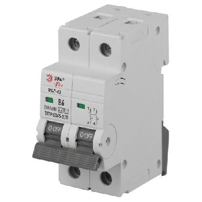 Выключатель автоматический 2п B 6А 4.5кА ВА47-63 PRO ЭРА Б0059377