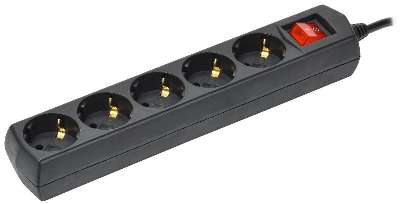 Удлинитель 5х3м с заземл. 10А IP20 У05В 250В ПВС 3х1 черн. GENERICA WYP10-10-05-03-ZK-K02-G