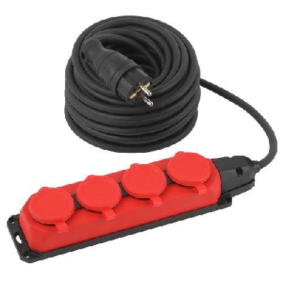Удлинитель 4х20м с заземл. IP44 КГ 3х1.5 каучук UK-4e-3x1.5-20m-IP44(KG) Эра Б0057587