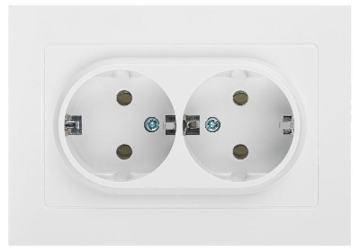 Розетка 2-м СП Accent 6-205-01 16А IP20 250В 2P+E Schuko AL/CU бел. Intro Б0063485