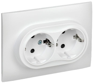 Розетка 2-м SKANDY 16А с заземл. защ. шторки в сборе SK-R07W арктич. бел. IEK SK-R24-16-K01-F