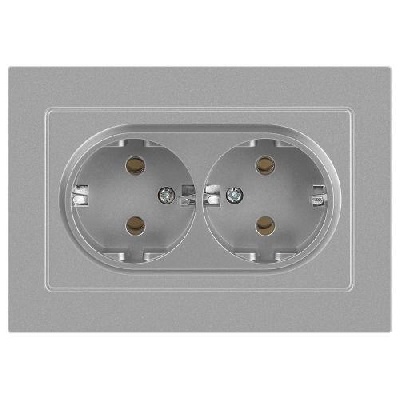Розетка 2-м СП Accent 6-205-03 16А IP20 250В 2P+E Schuko AL/CU алюм. Intro Б0063490