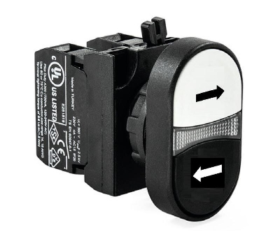 Кнопка сдвоенная (1НО+1НО) со стрелками "Влево-Вправо:(CP) черн./черн. EMAS CP101K20HHOK