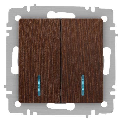 Выключатель 2-кл. СП Accent 6-105-10 10А IP20 250В с подсветкой AL/CU венге Intro Б0063527