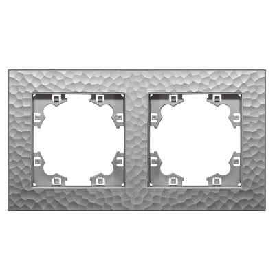 Рамка 2-м Афина фактурная универс. серебро Universal A10044-S