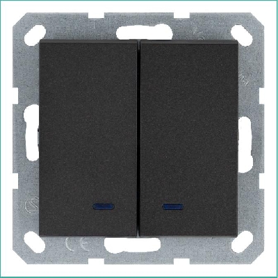 Выключатель 2-кл. 10А IP20 с подсветкой механизм антрацит Jasmart G3023NB