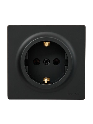 Розетка 1-мест. с заземл. LETO ПБТ черн. бархат LEZARD 752-4200-122B