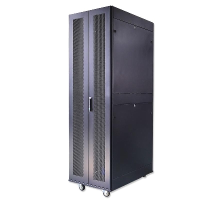 Шкаф серверный телекоммуникационный напольн. ND-SC-42U80/120-BK 19дюйм 42U 800х1200мм для распределит. и серверн. оборудования; передн. и задн. двойн. перфорир. двери ручки с замком RAL 9004 черн. Cabeus 11122c