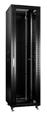 Шкаф монтажный телекоммуникационный напольный SH-05C-42U60/60-BK 19дюйм для распред. и серверн. оборудования 42U 600х600х2055мм передн. стеклян. и задн. сплошн. метал. двери ручка с замком черн. (RAL 9004) Cabeus 8560c