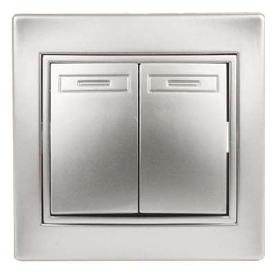 Переключатель 2-кл. СП Plano 1-107-03 10А 250В IP20 алюм. Intro Б0053806