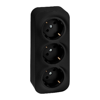 Розетка 3-м ОП Quteo 16А IP20 250В 3х2P+E с заземл. защ. шторки черн. матов. IEK 782473