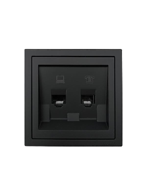 Розетка компьютер+телефон СП ZIMA IP20 черн. бархат LEZARD 704-4288-143