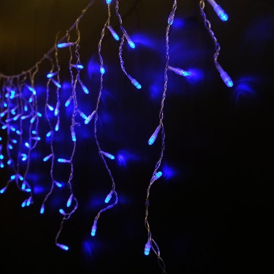 Гирлянда "Бахрома" OIC100LSE-B-T-I4-F 100LED син./бел. 2х0.5м 20 нитей 24/56/32/48см соединяемая до 20шт уличная мерцающая SHLights 4690601034991