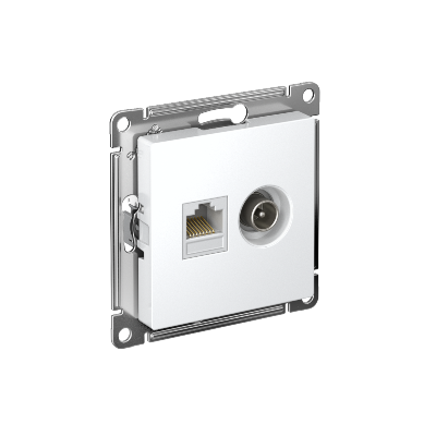 Розетка компьютерная + телевизионная 2-м СП AtlasDesign RJ45 кат.5E + TV механизм бел. SE ATN000189