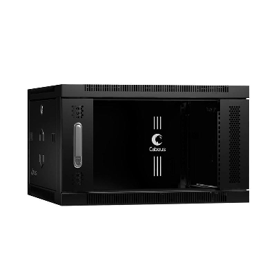 Шкаф телекоммуникационный настенный SH-05F-6U60/60-BK 19дюйм 6U 600х600х368мм дверь стекло черн. (RAL 9004) Cabeus 8587c
