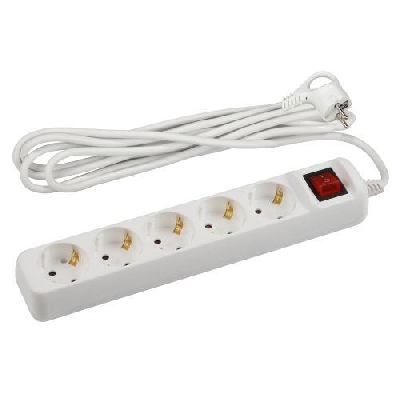 Удлинитель 5х5м с заземл. с выкл. ПВС 3х1.5 16А U-5es-5m-3x1.5 Эра Б0044045