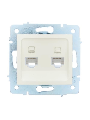 Розетка компьютерная 2-м СП ASTI IP20 RJ45 механизм жемчуж./бел. перламутр. LEZARD 7081-3088-141