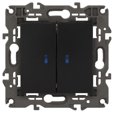 Выключатель 2-кл. СП Elegance 14-1105-05 10А IP20 250В 10AX с подсветкой механизм антрацит Эра Б0034241