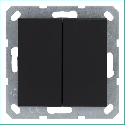 Переключатель проходной 2-кл. 10А IP20 механизм черн. матов. soft touch Jasmart G3022PB